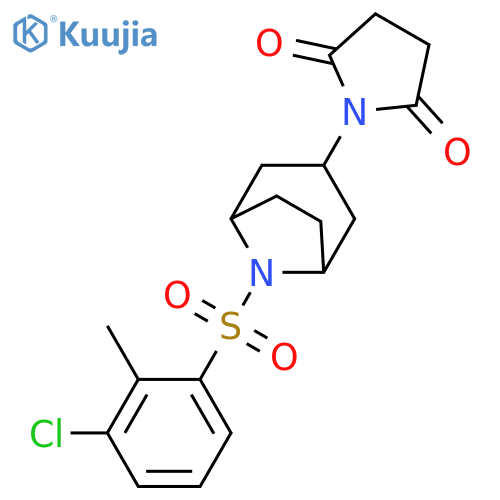 1-[8-(3-chloro-2-methylphenyl)sulfonyl-8-azabicyclo[3.2.1]octan-3-yl]pyrrolidine-2,5-dione structure