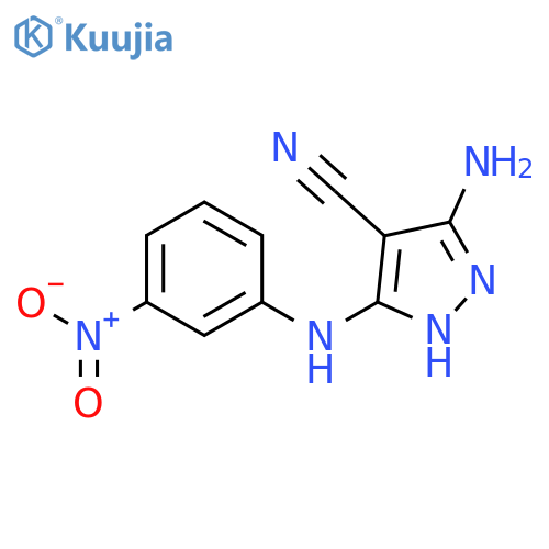1H-Pyrazole-4-carbonitrile, 3-amino-5-[(3-nitrophenyl)amino]- structure