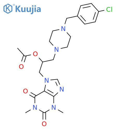 1-Piperazineethanol, 4-(p-chlorobenzyl)-alpha-(1,3-dimethyl-7-xanthiny lmethyl)-, acetate (ester) structure