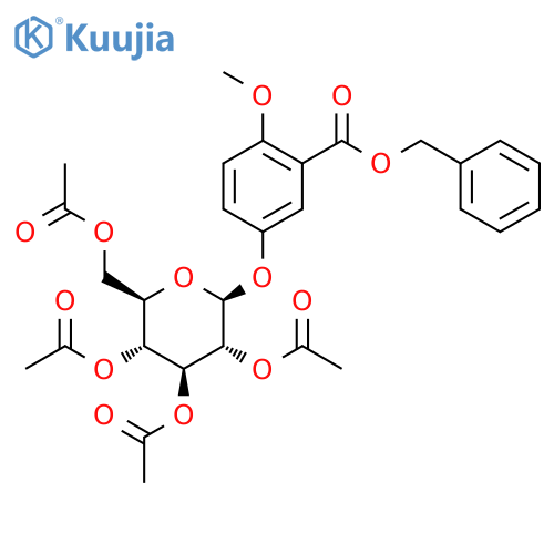 Benzyl 2-methoxy-5-[(2S,3R,4S,5R,6R)-3,4,5-triacetyloxy-6-(acetyloxymethyl)oxan-2-yl]oxybenzoate structure