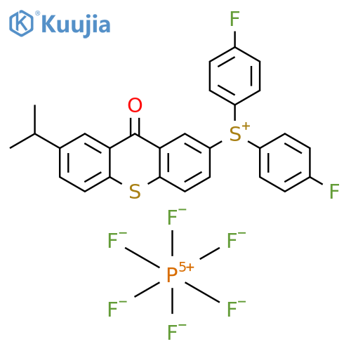Sulfonium, bis(4-fluorophenyl)[7-(1-methylethyl)-9-oxo-9H-thioxanthen-2-yl]-, hexafluorophosphate(1-) (1:1) structure