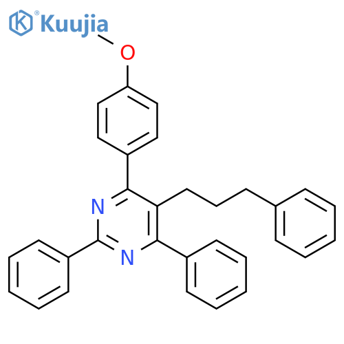 Pyrimidine, 4-(4-methoxyphenyl)-2,6-diphenyl-5-(3-phenylpropyl)- structure