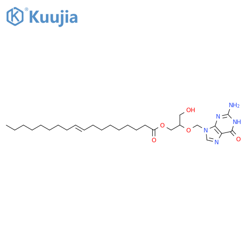 Octadec-9(E)-enoic acid 2-(2-amino-6-oxo-1,6-dihydro-9H-purin-9-ylmethoxy)-3-hydroxypropyl ester structure