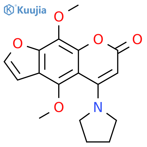 7H-FURO[3,2-G][1]BENZOPYRAN-7-ONE, 4,9-DIMETHOXY-5-(1-PYRROLIDINYL)- structure
