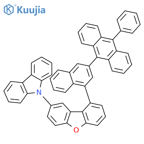 9H-Carbazole, 9-[9-[3-(10-phenyl-9-anthracenyl)-1-naphthalenyl]-2-dibenzofuranyl]- structure