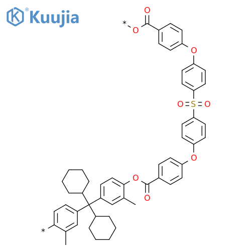 Poly[oxycarbonyl-1,4-phenyleneoxy-1,4-phenylenesulfonyl-1,4-phenyleneoxy-1,4-phenylenecarbonyloxy(2-methyl-1,4-phenylene)(dicyclohexylmethylene)(3-methyl-1,4-phenylene)] structure