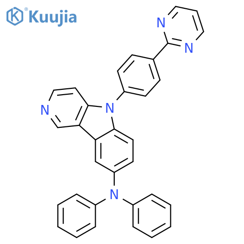 5H-Pyrido[4,3-b]indol-8-amine, N,N-diphenyl-5-[4-(2-pyrimidinyl)phenyl]- structure