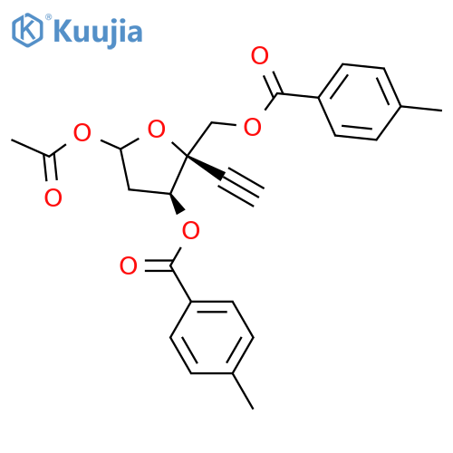 D-erythro-Pentofuranose, 2-deoxy-4-C-ethynyl-, 1-acetate 3,5-bis(4-methylbenzoate) structure
