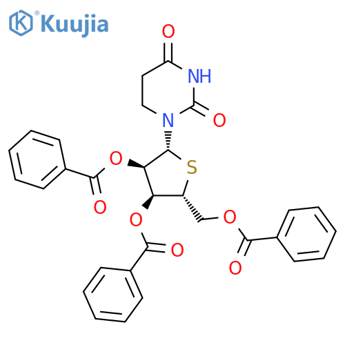 (2R,3S,4R,5R)-2-((Benzoyloxy)methyl)-5-(2,4-dioxo-3,4-dihydropyrimidin-1(2H)-yl)tetrahydrothiophene-3,4-diyl dibenzoate structure
