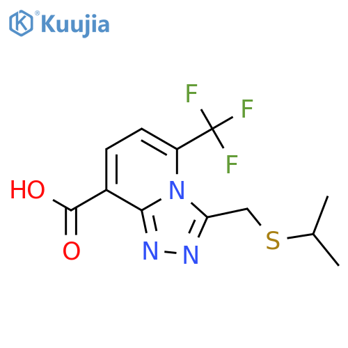 3-[(propan-2-ylsulfanyl)methyl]-5-(trifluoromethyl)-[1,2,4]triazolo[4,3-a]pyridine-8-carboxylic acid structure