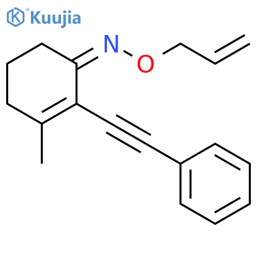 2-Cyclohexen-1-one, 3-methyl-2-(2-phenylethynyl)-, O-2-propen-1-yloxime, (1E)- structure