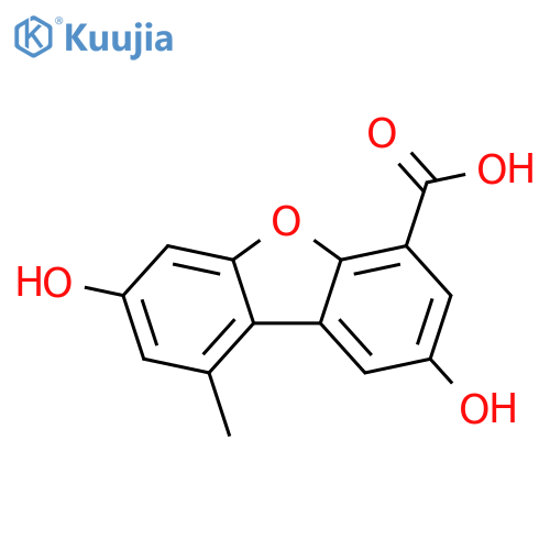 4-Dibenzofurancarboxylic acid, 2,7-dihydroxy-9-methyl- structure