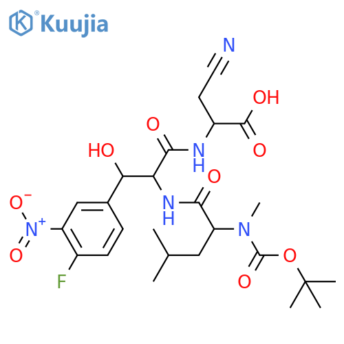 L-Alanine, N-[(1,1-dimethylethoxy)carbonyl]-N-methyl-D-leucyl-(βR)-4-fluoro-β-hydroxy-3-nitro-D-phenylalanyl-3-cyano- structure