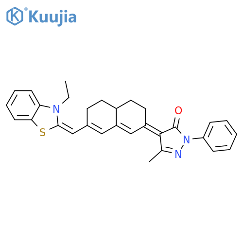 3H-Pyrazol-3-one,4-[7-[(3-ethyl-2(3H)-benzothiazolylidene)methyl]-4,4a,5,6-tetrahydro-2(3H)-naphthalenylidene]-2,4-dihydro-5-methyl-2-phenyl- structure
