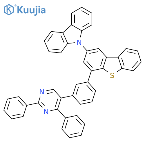 9H-Carbazole, 9-[4-[3-(2,4-diphenyl-5-pyrimidinyl)phenyl]-2-dibenzothienyl]- structure