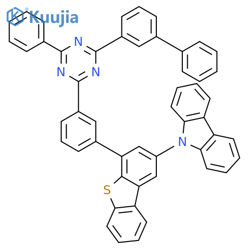 9H-Carbazole, 9-[4-[3-(4-[1,1'-biphenyl]-3-yl-6-phenyl-1,3,5-triazin-2-yl)phenyl]-2-dibenzothienyl]- structure