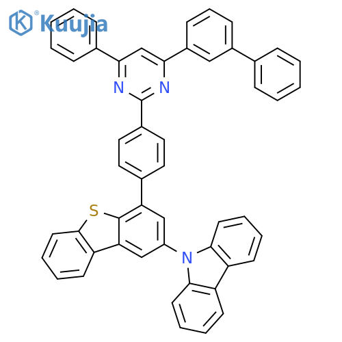 9H-Carbazole, 9-[4-[4-(4-[1,1'-biphenyl]-3-yl-6-phenyl-2-pyrimidinyl)phenyl]-2-dibenzothienyl]- structure