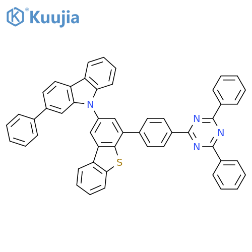 9H-Carbazole, 9-[4-[4-(4,6-diphenyl-1,3,5-triazin-2-yl)phenyl]-2-dibenzothienyl]-2-phenyl- structure