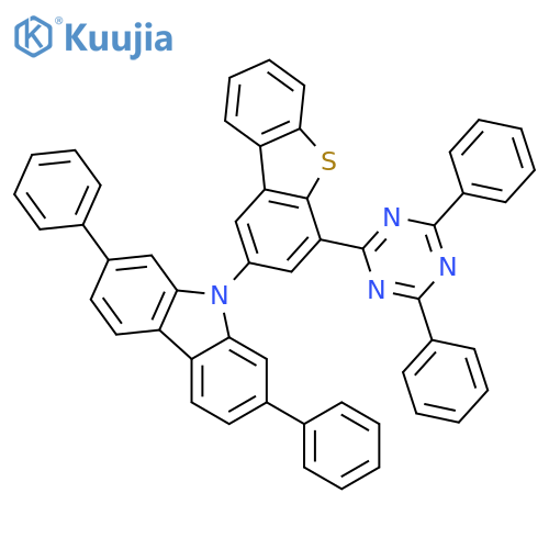 9H-Carbazole, 9-[4-(4,6-diphenyl-1,3,5-triazin-2-yl)-2-dibenzothienyl]-2,7-diphenyl- structure