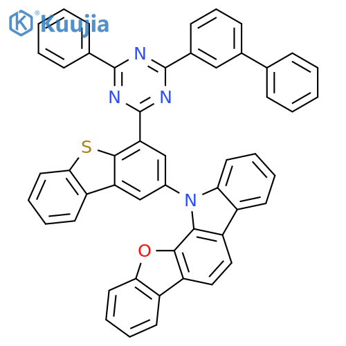12H-Benzofuro[2,3-a]carbazole, 12-[4-(4-[1,1'-biphenyl]-3-yl-6-phenyl-1,3,5-triazin-2-yl)-2-dibenzothienyl]- structure
