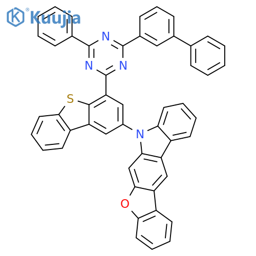 7H-Benzofuro[2,3-b]carbazole, 7-[4-(4-[1,1'-biphenyl]-3-yl-6-phenyl-1,3,5-triazin-2-yl)-2-dibenzothienyl]- structure