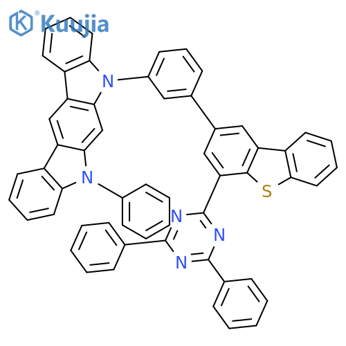 Indolo[2,3-b]carbazole, 5-[3-[4-(4,6-diphenyl-1,3,5-triazin-2-yl)-2-dibenzothienyl]phenyl]-5,7-dihydro-7-phenyl- structure
