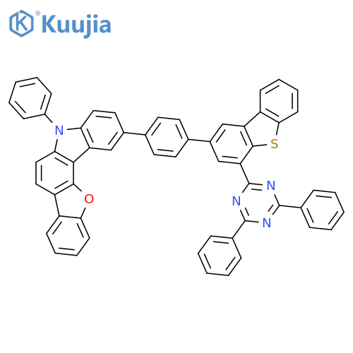 5H-Benzofuro[3,2-c]carbazole, 2-[4-[4-(4,6-diphenyl-1,3,5-triazin-2-yl)-2-dibenzothienyl]phenyl]-5-phenyl- structure