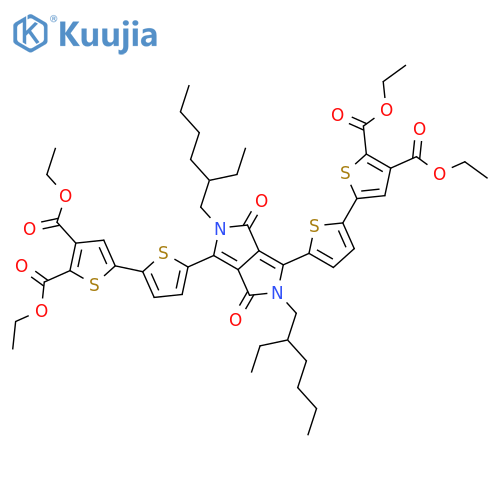 [2,2'-Bithiophene]-4,5-dicarboxylic acid, 5'-[4-[4',5'-bis(ethoxycarbonyl)[2,2'-bithiophen]-5-yl]-2,5-bis(2-ethylhexyl)-2,3,5,6-tetrahydro-3,6-dioxopyrrolo[3,4-c]pyrrol-1-yl]-, 4,5-diethyl ester structure