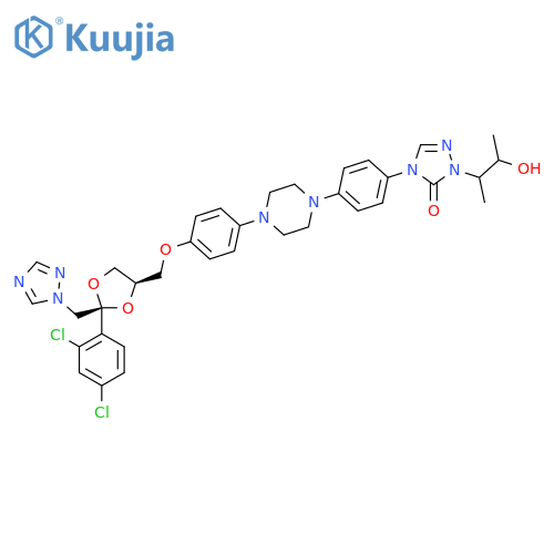 3H-1,2,4-Triazol-3-one, 4-(4-(4-(4-(((2R,4S)-2-(2,4-dichlorophenyl)-2-(1H-1,2,4-triazol-1-ylmethyl)-1,3-dioxolan-4-yl)methoxy)phenyl)-1-piperazinyl)phenyl)-2,4-dihydro-2-(2-hydroxy-1-methylpropyl)-, rel- structure