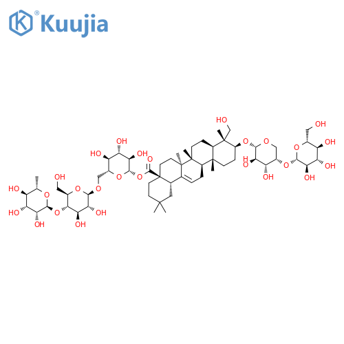 [(2S,3R,4S,5S,6R)-6-[[(2R,3R,4R,5S,6R)-3,4-Dihydroxy-6-(hydroxymethyl)-5-[(2S,3R,4R,5R,6S)-3,4,5-trihydroxy-6-methyloxan-2-yl]oxyoxan-2-yl]oxymethyl]-3,4,5-trihydroxyoxan-2-yl] (4aS,6aR,6aS,6bR,8aR,9R,10S,12aR,14bS)-10-[(2S,3R,4R,5S)-3,4-dihydroxy-5-[(2S,3R,4S,5S,6R)-3,4,5-trihydroxy-6-(hydroxymethyl)oxan-2-yl]oxyoxan-2-yl]oxy-9-(hydroxymethyl)-2,2,6a,6b,9,12a-hexamethyl-1,3,4,5,6,6a,7,8,8a,10,11,12,13,14b-tetradecahydropicene-4a-carboxylate structure