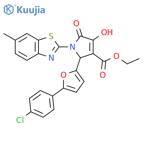 2-[5-(4-Chloro-phenyl)-furan-2-yl]-4-hydroxy-1-(6-methyl-benzothiazol-2-yl)-5-oxo-2,5-dihydro-1H-pyrrole-3-carboxylic acid ethyl ester structure