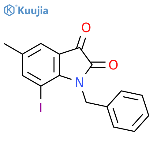 1H-Indole-2,3-dione, 7-iodo-5-methyl-1-(phenylmethyl)- structure
