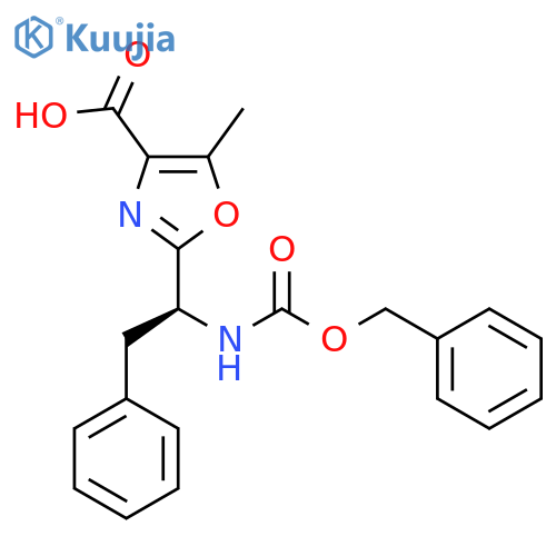 2-[(1S)-1-{[(Benzyloxy)carbonyl]amino}-2-phenylethyl]-5-methyl-1,3-oxazole-4-carboxylic acid structure