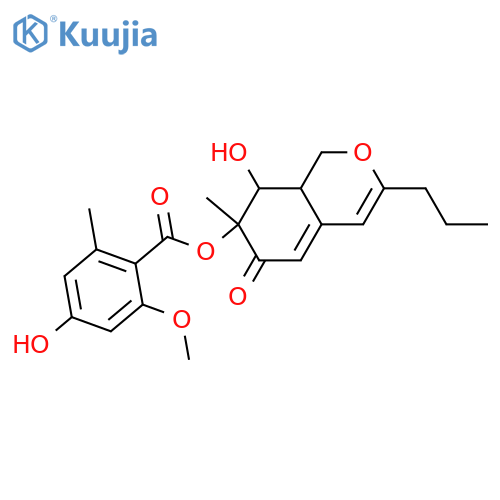 6,7,8,8a-Tetrahydro-7,8-dihydroxy-7-methyl-3-(1-propenyl)-1H-2-benzopyran-6-one; (1'E,7R,8S,8aS)-form, 1',2'-Dihydro, 7-O-(4-hydroxy-2-methoxy-6-methylbenzoyl) structure