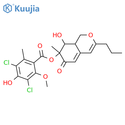 6,7,8,8a-Tetrahydro-7,8-dihydroxy-7-methyl-3-(1-propenyl)-1H-2-benzopyran-6-one; (1'E,7R,8S,8aS)-form, 1',2'-Dihydro, 7-O-(3,5-dichloro-4-hydroxy-2-methoxy-6-methylbenzoyl) structure