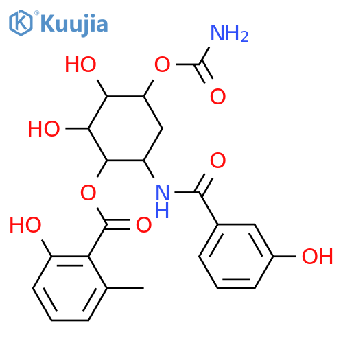 5-Amino-1,2,3,4-cyclohexanetetrol; (1R,2S,3S,4R,5S)-form, 1-Carbamoyl, 4-O-(2-hydroxy-6-methylbenzoyl), N-(3-hydroxybenzoyl) structure