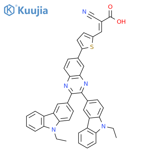 2-Propenoic acid, 3-[5-[2,3-bis(9-ethyl-9H-carbazol-3-yl)-6-quinoxalinyl]-2-thienyl]-2-cyano- structure