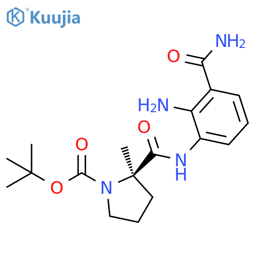 1-Pyrrolidinecarboxylic acid, 2-[[[2-amino-3-(aminocarbonyl)phenyl]amino]carbonyl]-2-methyl-, 1,1-dimethylethyl ester, (2R)- structure