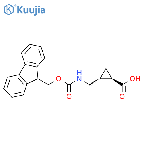 (1R,2R)-2-[(9H-fluoren-9-ylmethoxycarbonylamino)methyl]cyclopropanecarboxylic acid structure