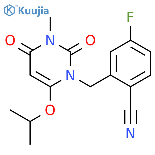 Benzonitrile, 2-[[3,4-dihydro-3-methyl-6-(1-methylethoxy)-2,4-dioxo-1(2H)-pyrimidinyl]methyl]-4-fluoro- structure