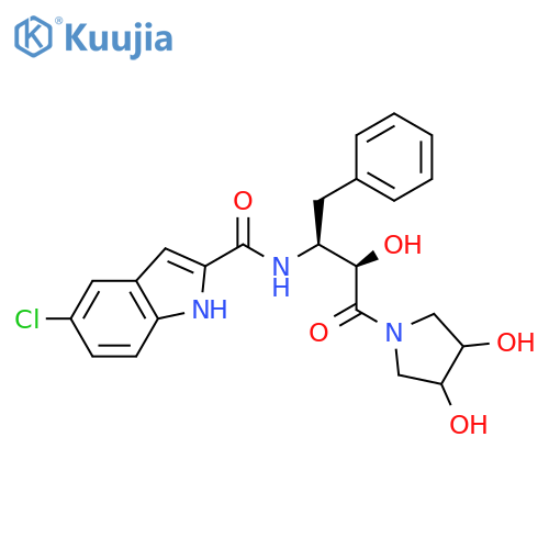 1H-Indole-2-carboxamide,5-chloro-N-[(1S,2R)-3-(3,4-dihydroxy-1-pyrrolidinyl)-2-hydroxy-3-oxo-1-(phenylmethyl)propyl]- structure