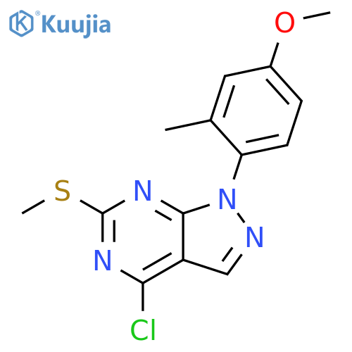 4-chloro-1-(4-methoxy-2-methylphenyl)-6-(methylthio)-1H-pyrazolo[3,4-d]pyrimidine structure