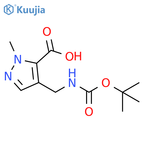 4-({(tert-butoxy)carbonylamino}methyl)-1-methyl-1H-pyrazole-5-carboxylic acid structure