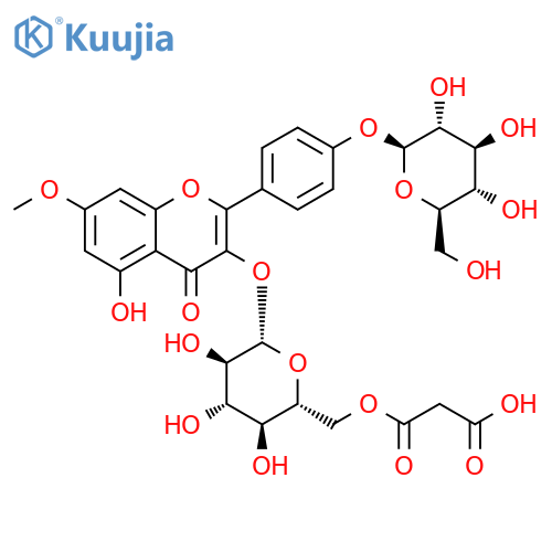 4H-1-Benzopyran-4-one, 3-[[6-O-(2-carboxyacetyl)-β-D-glucopyranosyl]oxy]-2-[4-(β-D-glucopyranosyloxy)phenyl]-5-hydroxy-7-methoxy- structure