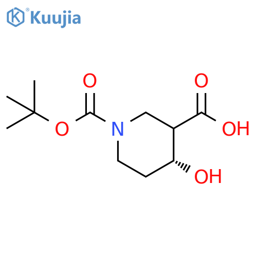 (4R)-1-(tert-butoxy)carbonyl-4-hydroxypiperidine-3-carboxylic acid structure
