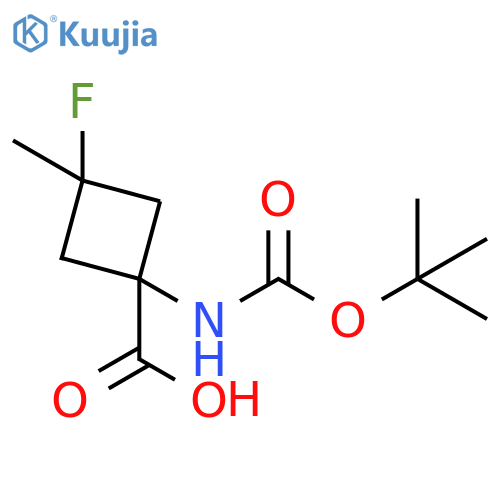 1-(tert-butoxycarbonylamino)-3-fluoro-3-methyl-cyclobutanecarboxylic acid structure