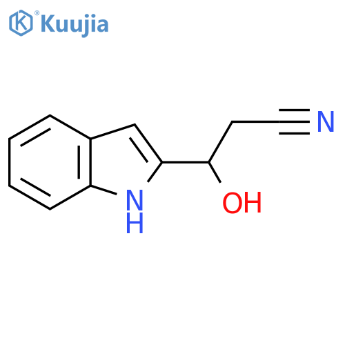 3-hydroxy-3-(1H-indol-2-yl)propanenitrile structure