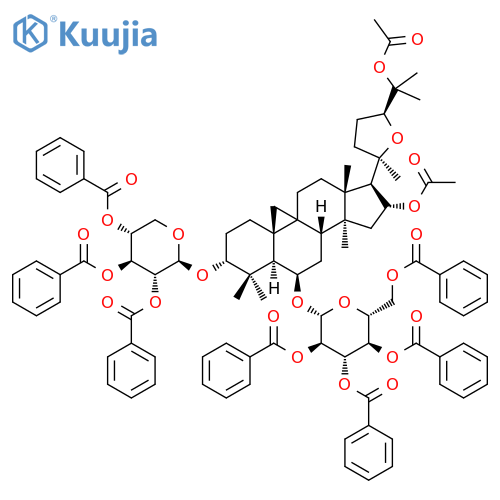 β-D-Glucopyranoside, (3β,6α,16β,20R,24S)-16,25-bis(acetyloxy)-20,24-epoxy-3-[(2,3,4-tri-O-benzoyl-β-D-xylopyranosyl)oxy]-9,19-cyclolanostan-6-yl, 2,3,4,6-tetrabenzoate structure