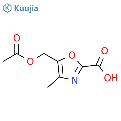 5-(acetyloxy)methyl-4-methyl-1,3-oxazole-2-carboxylic acid structure