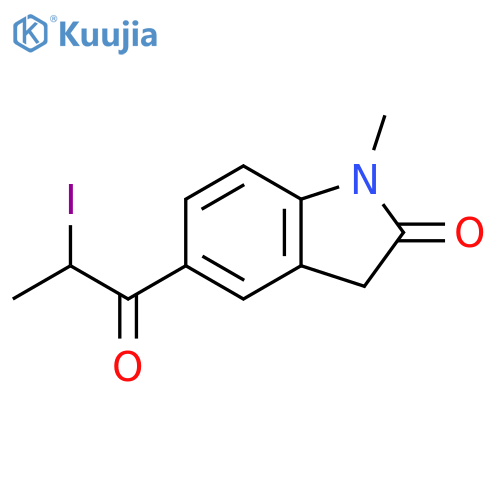 5-(2-iodopropanoyl)-1-methyl-2,3-dihydro-1H-indol-2-one structure